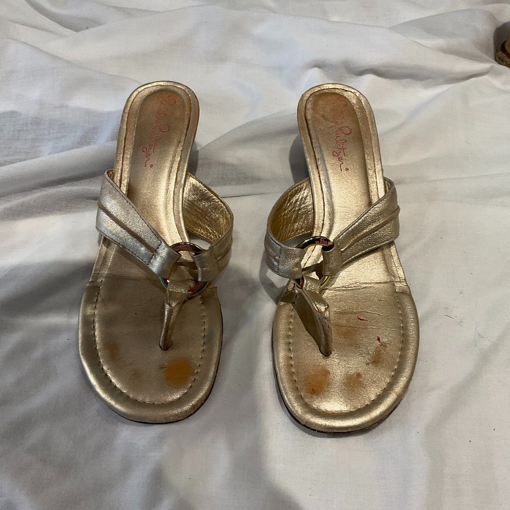 Lilly Pulitzer Gold Wedges Sz 6